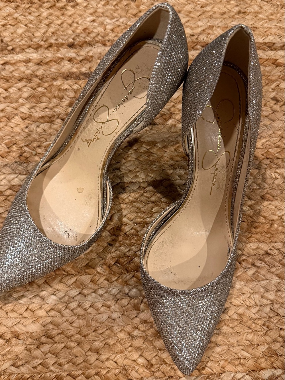 & Other Stories Silver Glitter Pointed-Toe Heels